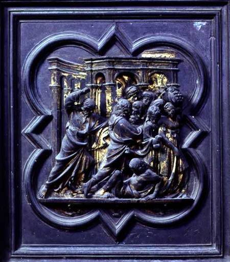 Christ Chasing the Merchants from the Temple, seventh panel of the North Doors of the Baptistery of from Lorenzo Ghiberti