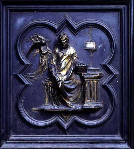 St Matthew the Evangelist, panel B of the North Doors of the Baptistery of San Giovanni from Lorenzo Ghiberti