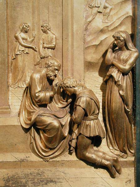 The Story of Jacob and Esau, detail of Isaac Blessing Jacob, from the original panel from the East D from Lorenzo Ghiberti