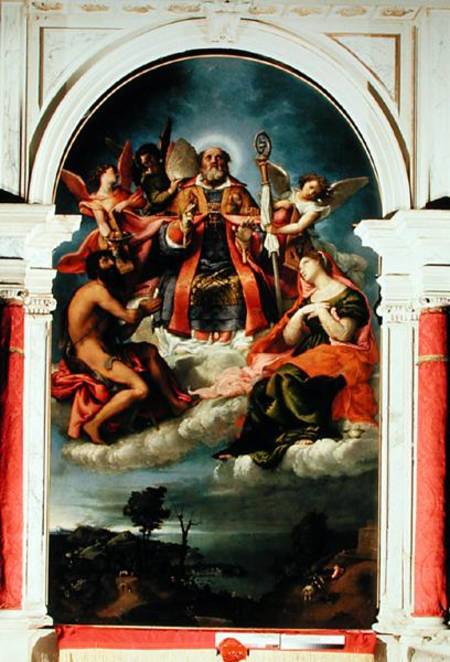 St. Nicholas in Glory with St. John the Baptist, St. Lucy and below St. George Slaying the Dragon from Lorenzo Lotto