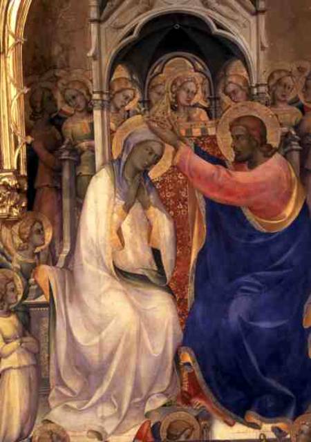 The Coronation of the Virgin, detail showing Christ crowning the Virgin from Lorenzo  Monaco