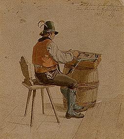 Smallholder from Hohenaschau playing on the chopping board. from Lorenzo Quaglio d.J.
