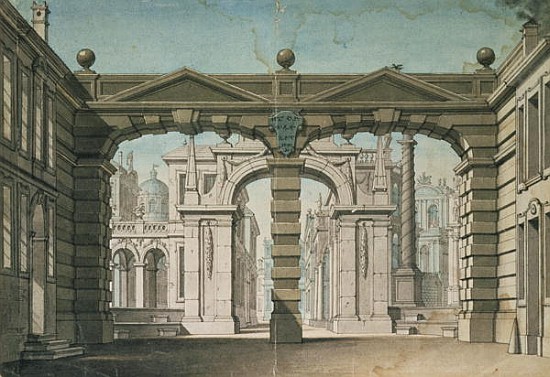 Set design for the world premiere performance of ''Idomeneo'', by Wolfgang Amadeus Mozart in Munich, from Lorenzo I Quaglio
