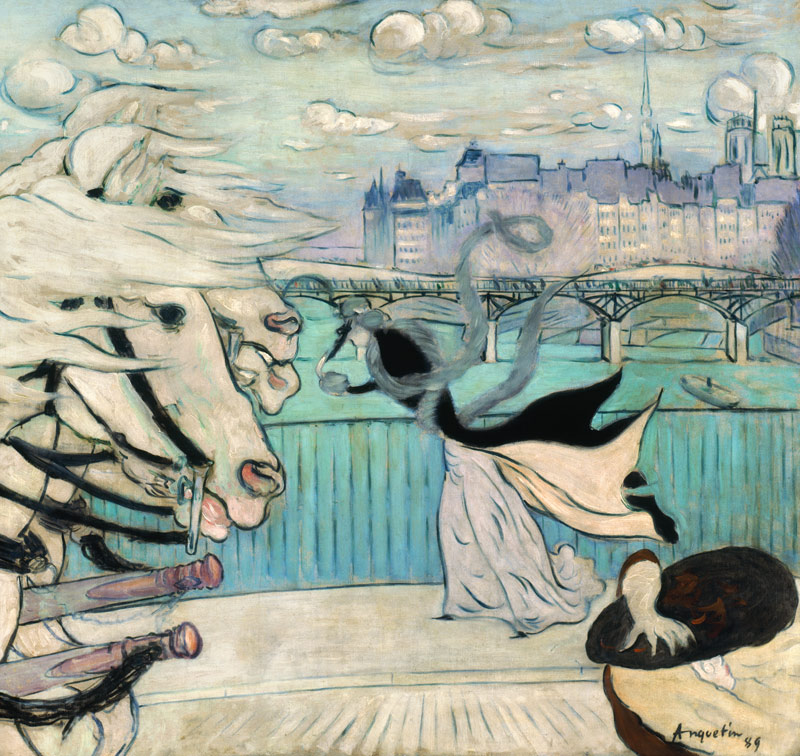 Gust of wind on a bridge over the Seine from Louis Anquetin