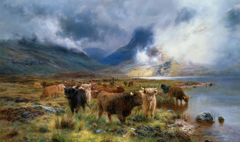 Highland cattles on the shore of the Tay from Louis Bosworth Hurt