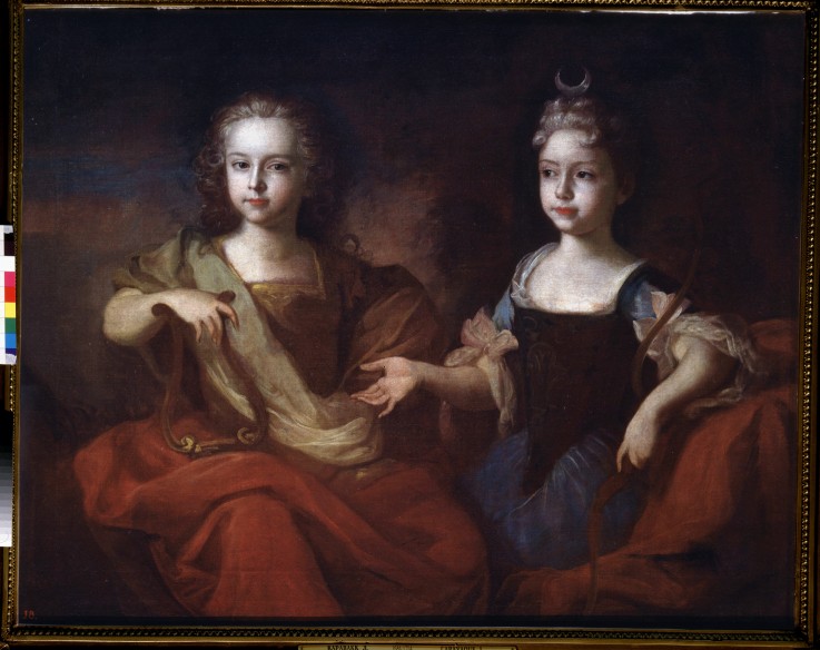 Portrait of Tsarevich Peter and Tsarevna Natalia from Louis Caravaque
