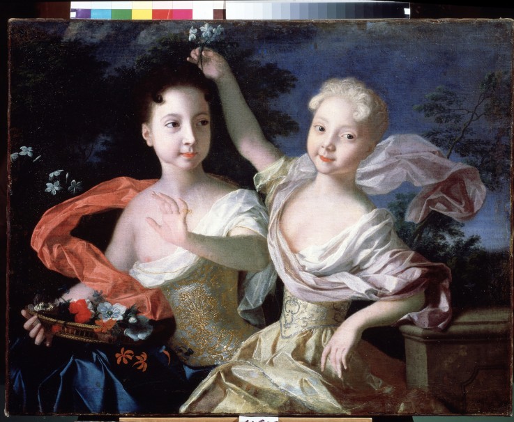 Portrait of Grand Duchesses Anna Petrovna (1708-1728) and Elisabeth Petrovna (1709-1761) from Louis Caravaque