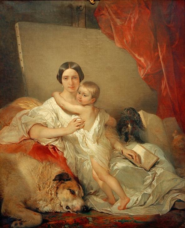 Madame Louis Gallait et sa fille from Louis Gallait