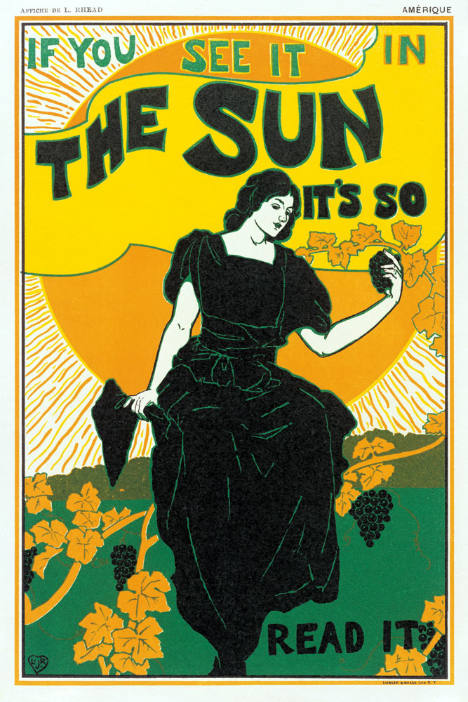 Poster advertising 'The Sun' newspaper from Louis John Rhead