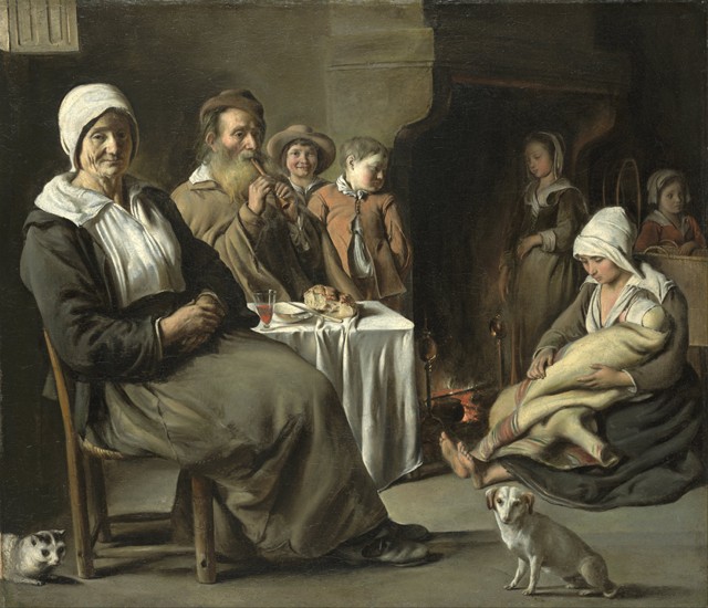 Peasant Interior with an Old Flute Player from Louis Le Nain