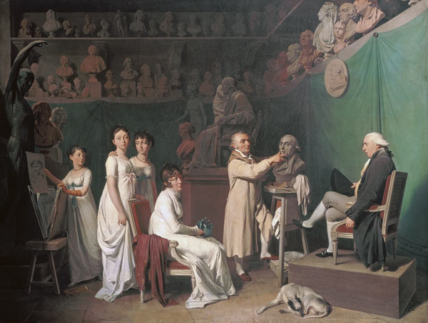 Jean Antoine Houdon (1741-1828) Sculpting the Bust of Pierre Simon (1749-1827) Marquis de Laplace in from Louis-Léopold Boilly