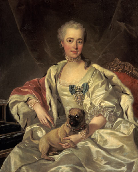 Portrait of the princess Golytschina with her little dog from Louis Michael van Loo