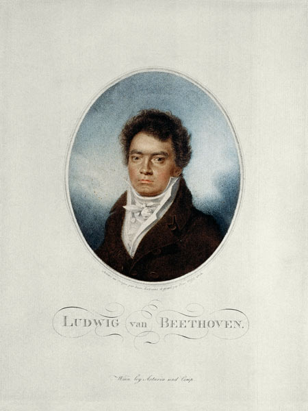 Lugwig van Beethoven (1770-1827) engraved by Blasius Hofel (1792-1863) from Louis Rene Letronne