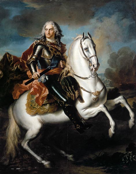 King August II. the (strong) of Poland to horse from Louis Silvestre d.J.