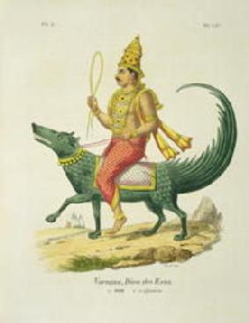 Varuna, God of the Oceans, engraved by Charles Etienne Pierre Motte (1785-1836) (colour litho)