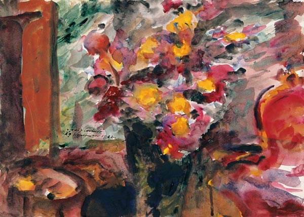 Flower Vase on a Table from Lovis Corinth