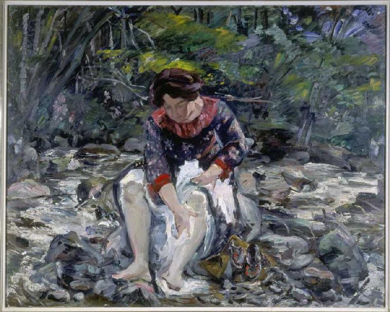 Girl in the woods brook (Charlotte Corinth) from Lovis Corinth