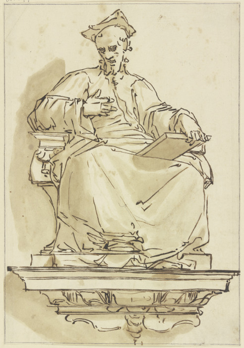 Konsolstatue eines sitzenden Kardinals from Luca Cambiaso