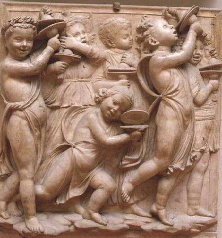 Putti playing cymbals, detail from the Cantoria from Luca Della Robbia