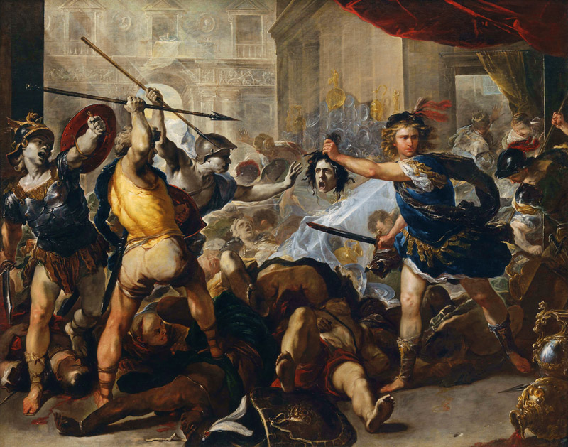 Perseus turning Phineas and his Followers to Stone from Luca Giordano