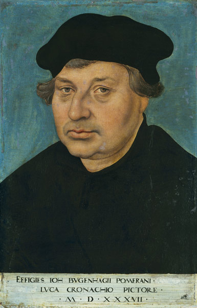 Portrait of the reformer Johann Bugenhagen (1485-1558) from Lucas Cranach the Elder