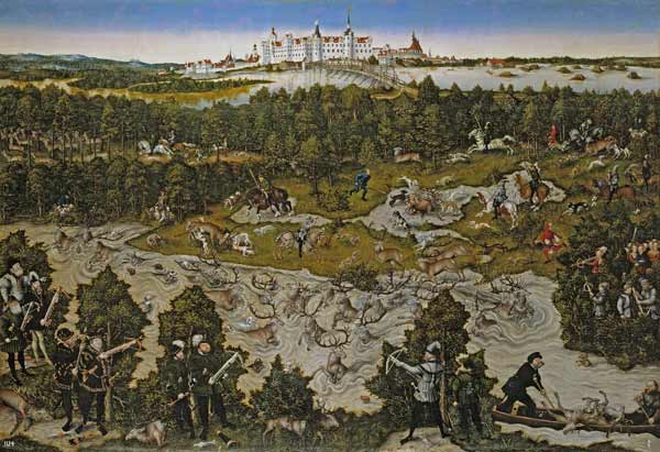 Hunt in Honour of Emperor Ferdinand I at Torgau Castle from Lucas Cranach the Elder