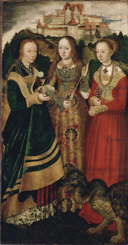 Altarpiece with the Martyrdom of Saint Catharine, right wing: The Saint Barbara, Ursula and Margaret from Lucas Cranach the Elder