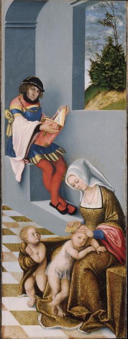 Mary Salome and Zebedaeus (with the features of John the Constant) with their sons St. James the Gre