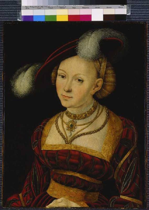Female saint with plumed hat. from Lucas Cranach the Elder