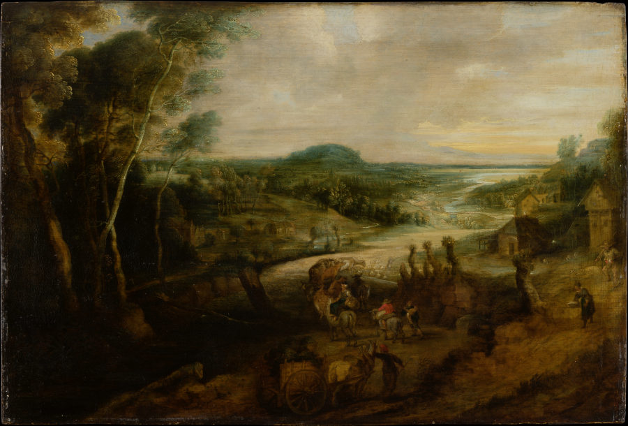 River Landscape with Peasants on the Way to Market from Lucas van Uden