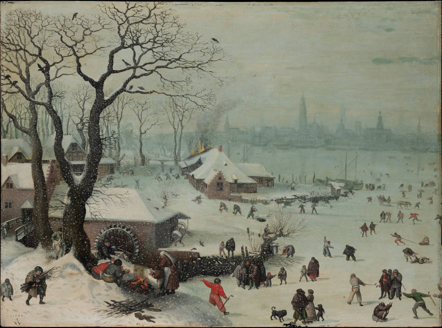 Winter Landscape with Snowfall near Antwerp from Lucas van Valckenborch