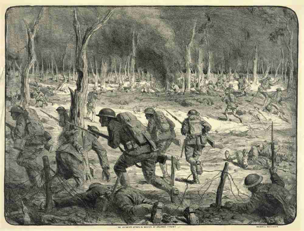 An Infantry Attack in Woods at Argonne Front from Lucien Hector Jonas