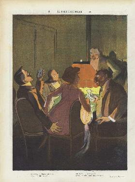 The poker game. Illustration for Le Rire