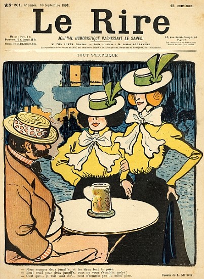 Half-sisters, from the front cover of ''Le Rire'', 10th September 1898 from Lucien Métivet