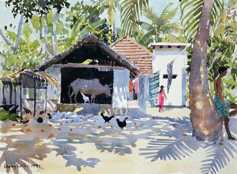 The Backwaters, Kerala, India, 1991 (w/c on paper)  from Lucy Willis