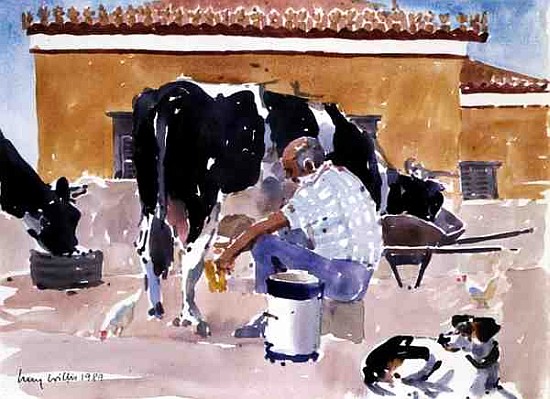 Lefteri Milking, 1989 (w/c on paper)  from Lucy Willis
