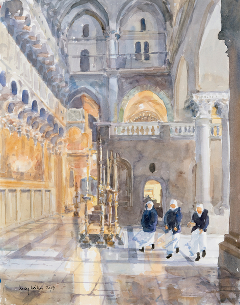 Novices at the Church of the Holy Sepulchre, Jerusalem from Lucy Willis