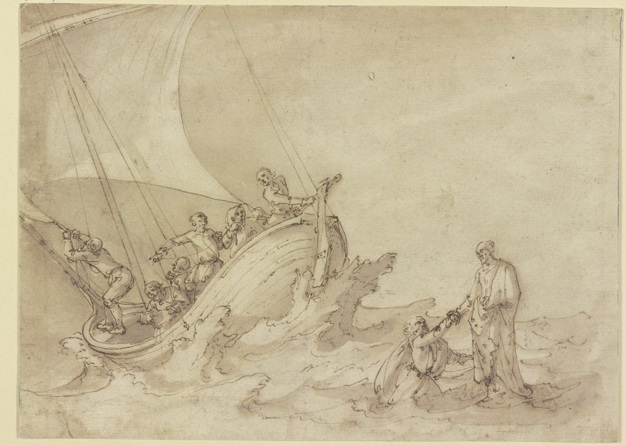 Christus geht auf dem Wasser des See Genezareth und rettet den ihm über das Wasser folgenden Petrus  from Ludovico Cardi da Cigoli