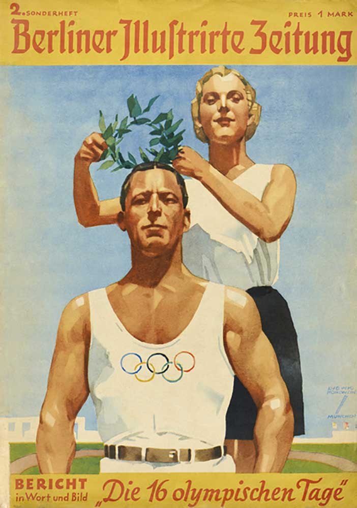 Athletes, cover of the Berliner Illustrirte Zeitung for the Olympic games of 1936 from Ludwig Hohlwein