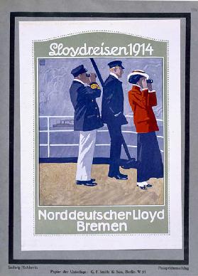 Poster showing Cruise ship deck, 1914
