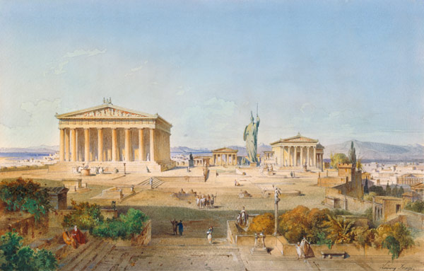 The Akropolis in Athens in the time of P - Ludwig Lange as art print or  hand painted oil.