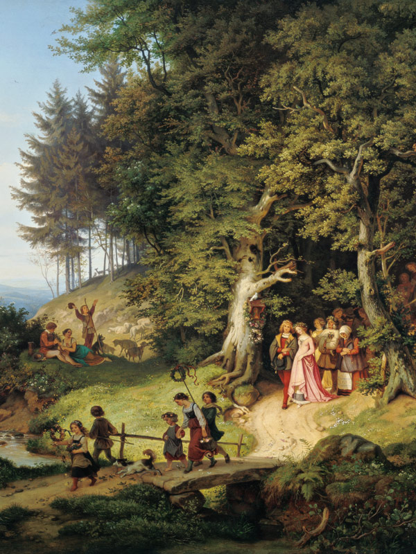 Bride train in spring from Ludwig Richter