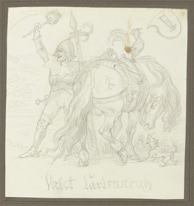 "Valet Karlsunruhe", Ritter mit seinem Pferd zurückweichend from Ludwig von Schwanthaler