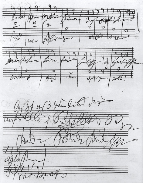 Handwritten musical score (ink on paper) from Ludwig van Beethoven
