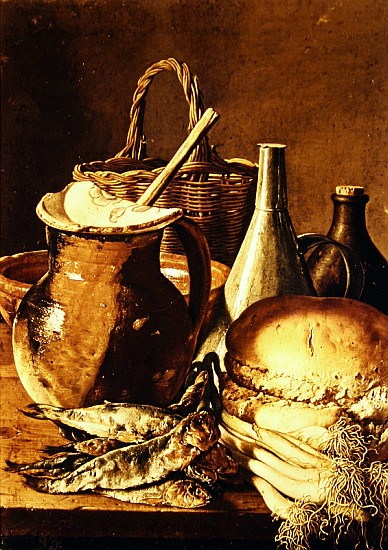 Still Life with bread, fishes and leeks from Luis Egidio Melendez
