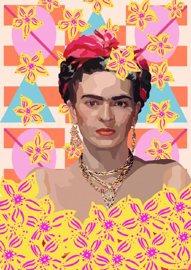 Frida with flowers