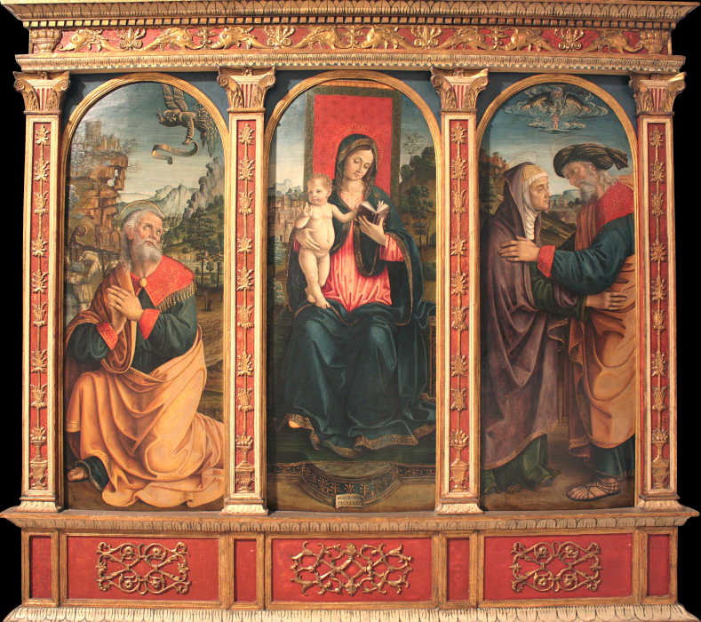 Virgin and Child, The Annunciation to Joachim, and The Meeting at the Golden Gate from Macrino d'Alba