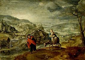 The flight to Egypt (with monthly sign fish/February) from Maerten van Valckenborch