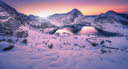 Lake in the snow