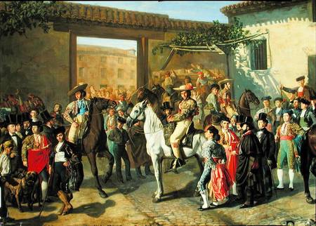 Horses in a Courtyard by the Bullring before the Bullfight, Madrid from Manuel Castellano